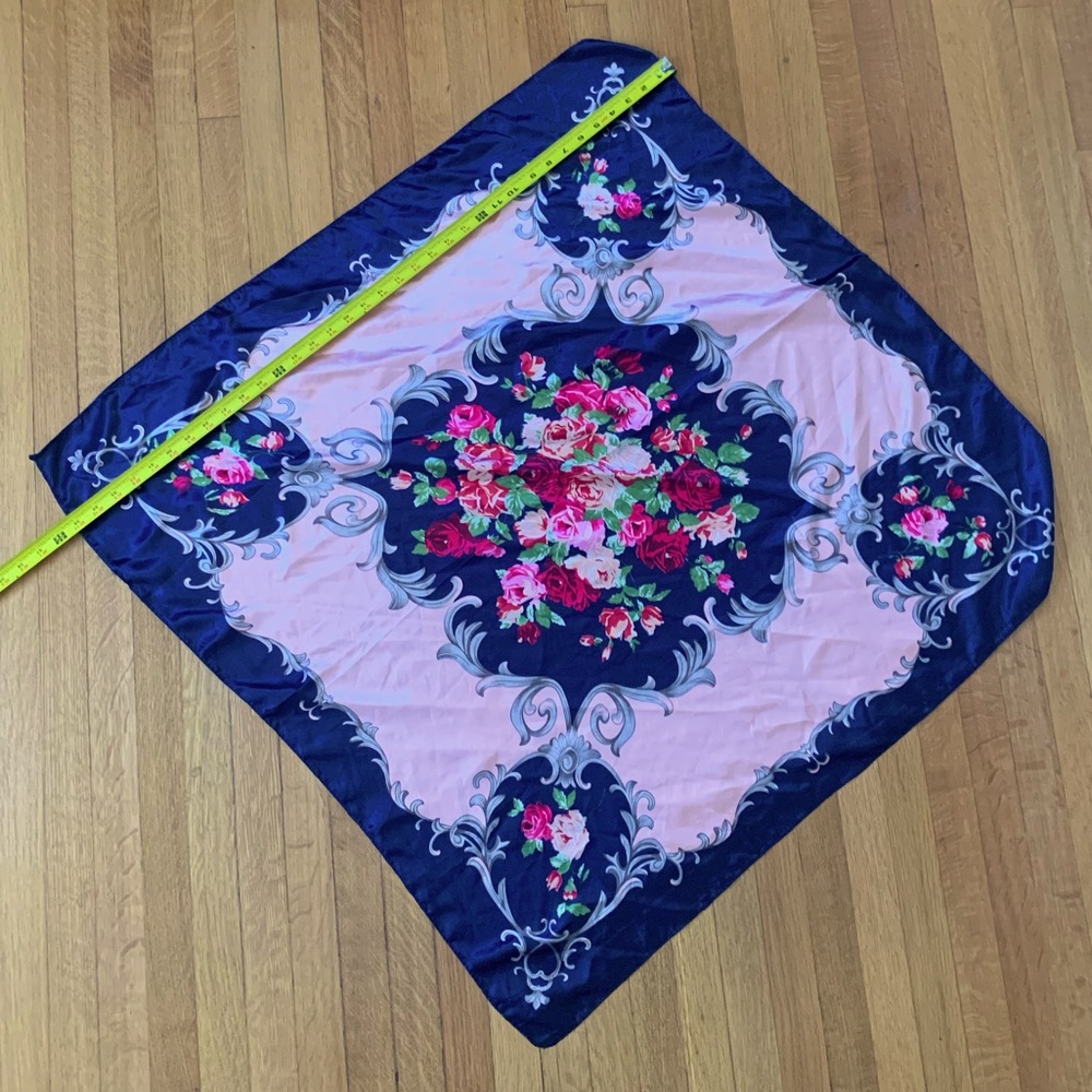 Floral silk head scarf